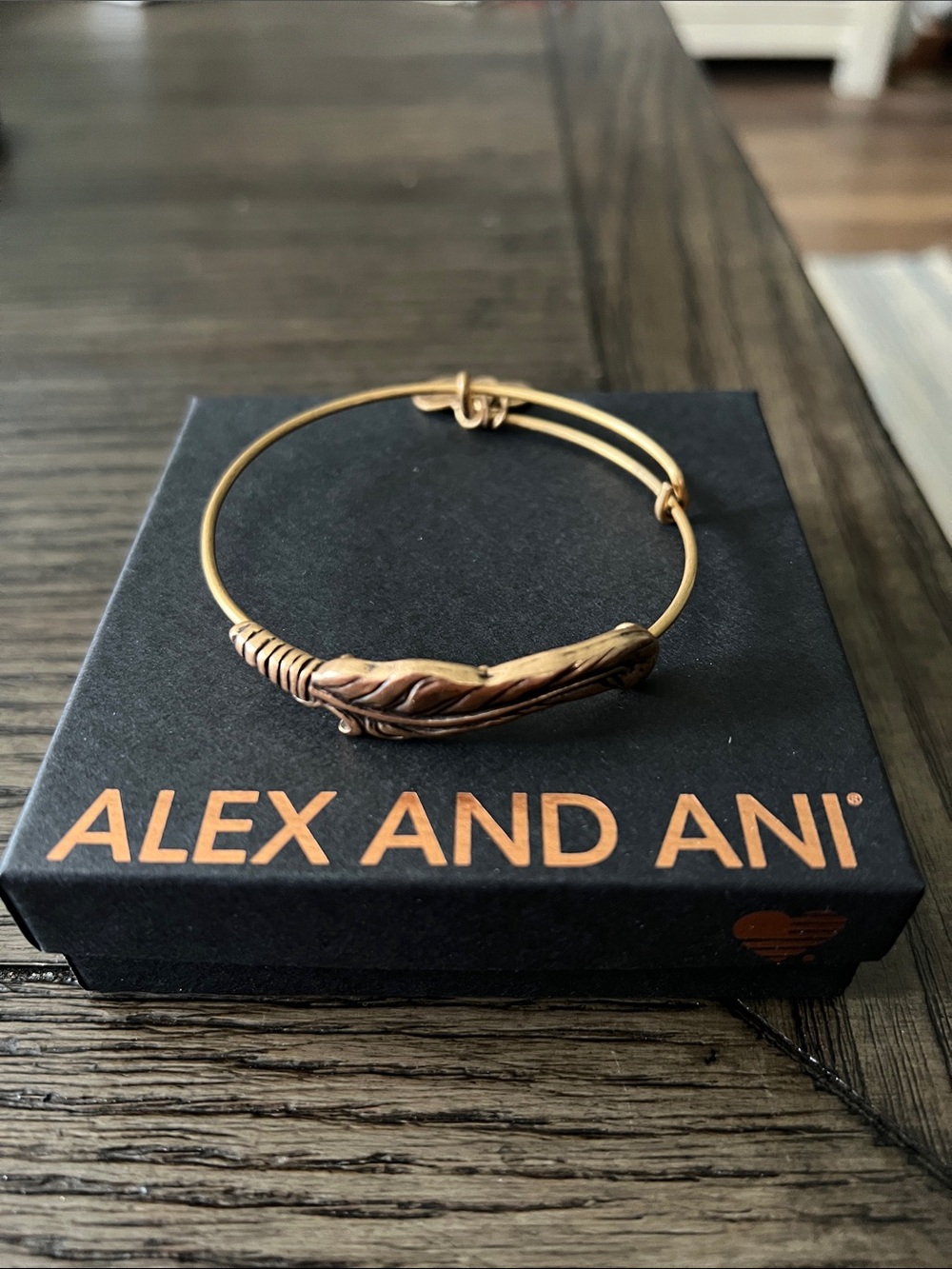 Alex and Ani Bronze Feather Bangle Bracelet